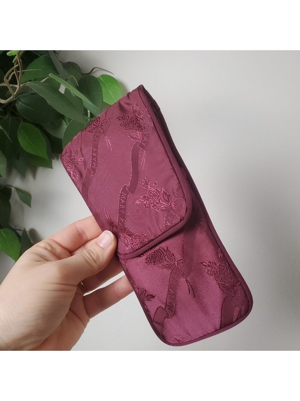 Vintage Mary Kay Burgundy Makeup Clutch Case With Brushes